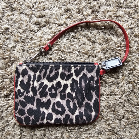 Coach park ocelot red leather accent pouch/wristlet - Picture 5 of 8